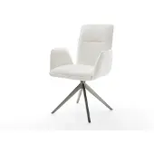 DELIFE Drehstuhl Vinja-Flex Bouclé Soft Beige Kreuzgestell breit Graphit 360° drehbar Wippfunktion