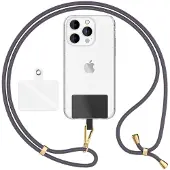 Nalia Handyband + Pad für Hülle zum Umhängen, Karabinerhaken Anhänger aus Metall (gold)