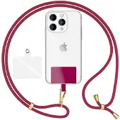 Nalia Handyband + Pad für Hülle zum Umhängen, Karabinerhaken Anhänger aus Metall (gold)