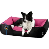 BedDog Hundebett LUPI waschbar,(L) ca. 80x65x18cm,BLACK-PASSION (schwarz/pink)