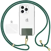 Nalia Handyband + Pad für Hülle zum Umhängen, Karabinerhaken Anhänger aus Metall (gold)