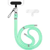 Nalia HoldMe Edition - Lanyard mit Karabiner Silber & 2 Pads - Universal Handykette Nylon Umhänge Band - Türkis