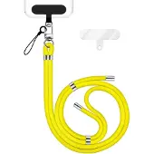 Nalia HoldMe Edition - Lanyard mit Karabiner Silber & 2 Pads - Universal Handykette Nylon Umhänge Band - Neon Gelb