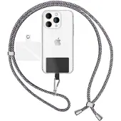 Nalia Universal Lanyard mit 2 Pads & Karabinerhaken - 160cm Handykette zum Umhängen - Schwarz Weiß Panda