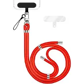 Nalia HoldMe Edition - Lanyard mit Karabiner Silber & 2 Pads - Universal Handykette Nylon Umhänge Band - Neon Orange