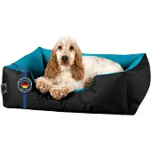 BedDog Hundebett LUPI waschbar,(S) ca. 55x40x17cm,BLUE-SKY (schwarz/blau)