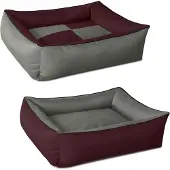 BedDog 2in1 Hundebett,(L) ca. 80x65x18cm,CHERRY-ROCK (bordeaux/grau)