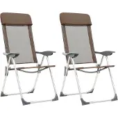 vidaXL Klappbare Campingstühle 2 Stk. Aluminium Braun
