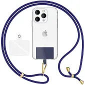 Nalia Handyband + Pad für Hülle zum Umhängen, Karabinerhaken Anhänger aus Metall (gold)