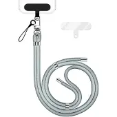 Nalia HoldMe Edition - Lanyard mit Karabiner Silber & 2 Pads - Universal Handykette Nylon Umhänge Band - Hellgrau
