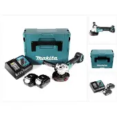 Makita Winkelschleifer Ø 125 mm 18 V Li-Ion - - mit 2 Akkus 4 Ah 18 V - Ladegerät - MAKPAC - DGA504RMJ