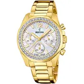 Festina F20609/1 Chronograph Uhr Damenuhr Edelstahl Chrono Datum gold