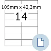 Herma Blattetiketten 8414, permanenthaftend, bedruckbar, B 105 x H 42,3 mm, Papier, weiß, 7000 Stück/500 Blatt