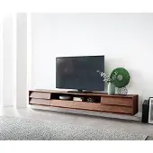 DELIFE Lowboard Eloi 240x35 cm Akazie Braun 2 Türen 2 Schubladen schwebend