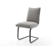 DELIFE Freischwinger Lelio-Flex Strukturstoff Soft Grau Freischwinger flach Schwarz Taschenfederkern