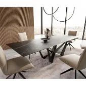 DELIFE Esstisch Edge 200-300x100 Keramik LaminamNoir Desir Braun Spider Flachstahl Schwarz ausziehbar