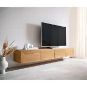 DELIFE Lowboard Kayu 220 cm Akazie Natur 4 Türen schwebend