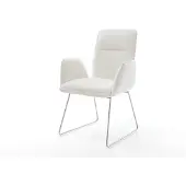 DELIFE Esszimmerstuhl Vinja-Flex Bouclé Soft Beige Kufengestell Edelstahl
