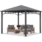 TOOLPORT Gartenpavillon 3x3 m Stahldach Hardtop, ohne Seitenteile, Pfosten 9x9 cm