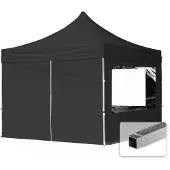 TOOLPORT 3x3m Aluminium Faltpavillon, inkl. 4 Seitenteile, schwarz