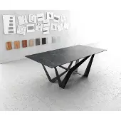 DELIFE Esstisch Edge 200x100cmKeramik LaminamNero Greco Anthrazit Mittelfuß Flachstahl Schwarz