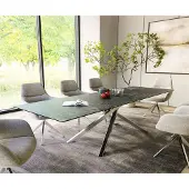 DELIFE Esstisch Edge 300x100cm Keramik LaminamNero Greco Anthrazit Kreuzgestell Rechteck Edelstahl
