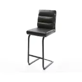 DELIFE Barstuhl Pela-Flex Echt-Leder Schwarz Freischwinger flach Metall