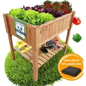 Coemo Hochbeet großes Kräuterbeet Holz mit Pflanzvlies 120 x 60 x 90 cm