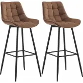 CLP 2er Set Barhocker Dartford | Farbe braun Material Samt