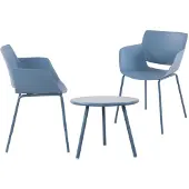CLP Sitzgruppe Berena Set Tisch Berea Stühle Alpena wetterfest und UV-beständig blau 2 Stühle