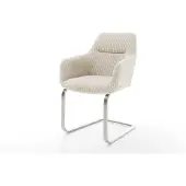 DELIFE Freischwinger Pejo-Flex Cord Beige Freischwinger flach Edelstahl Taschenfederkern