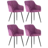 CLP 4er Set Esszimmerstuhl Shila Gesteppt lila Material Samt