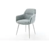 DELIFE Esszimmerstuhl Pejo-Flex Chenille Pastellblau 4-Fuß konisch Edelstahl Taschenfederkern