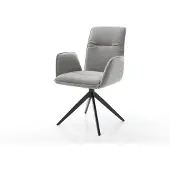 DELIFE Drehstuhl Vinja-Flex Strukturstoff Soft Grau Kreuzgestell breit Schwarz 360° drehbar Wippfunktion