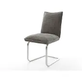 DELIFE Freischwinger Lelio-Flex Bouclé Soft Schlamm Freischwinger flach Edelstahl Taschenfederkern