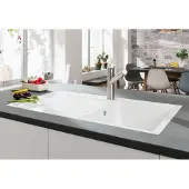 Villeroy & Boch Keramikspüle 33351FJ0, Siluet 50 flat Flächenbündige Spüle - inkl.