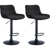 CLP 2er Set Barhocker Vonore Stoff höhenverstellbar und 360 Grad drehbar schwarz Gestell Farbe schwarz