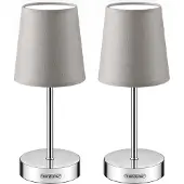 Monzana Nachttischlampe 2er Set 32cm Stoff Grau Taupe Anthrazit Weiß Wohnzimmer Schlafzimmer Lampe Leuchte Tischlampe Nachttischleuchte Tischleuchte