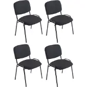 CLP 4er Set Stapelstühle XL Ken Stoff mit Metallgestell schwarz