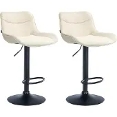 CLP 2er Set Barhocker Vonore Stoff höhenverstellbar und 360 Grad drehbar creme Gestell Farbe schwarz