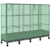 vidaXL Gartenplanter mit Gewächshausabdeckung und Rädern 4 Stk. PP
