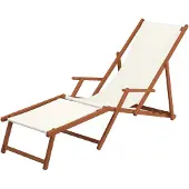Erst-Holz Sonnenliege weiß Kissen Liegestuhl Gartenliege Holz Deckchair Strandstuhl Gartenmöbel 10-303FKH