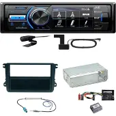 JVC KD-X561DBT DAB+ Bluetooth USB Einbauset für Skoda Fabia Roomster Praktik