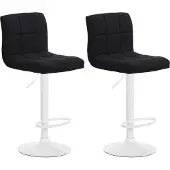 CLP 2er Set Barhocker Calma Stoff drehbar und höhenverstellbar schwarz Material Gestell Metall matt weiss