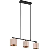 TRIO Leuchten Pendelleuchte Julieta 319000344, Metall Schwarz matt, Schirm Samt