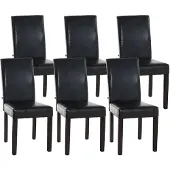 CLP 6er Set Esszimmerstuhl Ina Kunstleder mit Holzgestell braun Gestell Farbe dunkelbraun