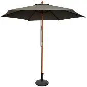 Mojawo XL Holz Sonnenschirm Marktschirm Gartenschirm Holzgestell Grau Ø3m