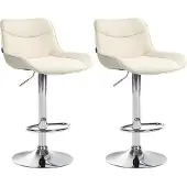 CLP 2er Set Barhocker Vonore Stoff höhenverstellbar und 360 Grad drehbar creme Gestell Farbe chrom