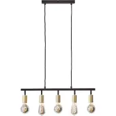 Brilliant Tiffany Balkenpendel, 5-flammig E27 Schwarz Matt Messing Gebürstet 99684/78