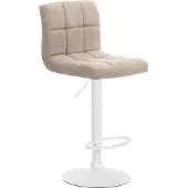 CLP Barhocker Calma Stoff 360 drehbar und höhenverstellbar | Farbe creme Gestell Farbe weiß